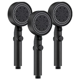 五檔SPA一鍵增壓止水蓮蓬頭, 黑色, 3個