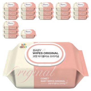코멧 오리지널 유아용 아기물티슈 캡형, 50g, 100매, 20개