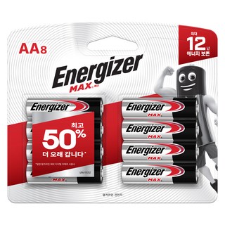에너자이저 알카라인 맥스 AA 건전지 LR06, 8개입, 1개