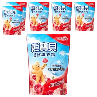 Snuggle 熊寶貝 衣物柔軟精 補充包 玫瑰甜心香, 1.84L, 6包