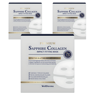 WellDerma 優質藍寶石膠原蛋白貼膚面膜 25g, 4片, 3盒