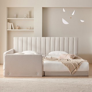 삼익가구 클레르 패밀리 침대 프레임 2p + 풋가드 + 사이드가드 방문설치, 오트밀