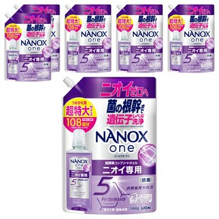 LION 獅王 NANOX one 奈米樂超濃縮抗菌洗衣精 特大補充裝 室內晾衣 紫色, 6個, 1080g