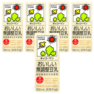 KIKKOMAN 龜甲萬 無調整豆乳 200mL, 5瓶