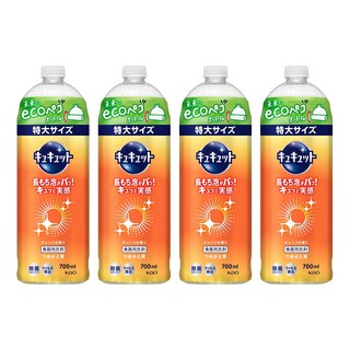 Kao 花王 Cucute 珂珂透 餐具洗碗精補充瓶 柑橘香, 700ml, 4瓶