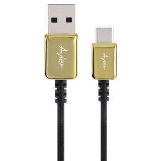 Avier CLASSIC USB A-USB C 高速充電傳輸線, 200cm, 金色, 1條