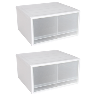 KEYWAY 聯府 簡約雙抽屜整理箱 20L CK-72, 白色, 1 Tier