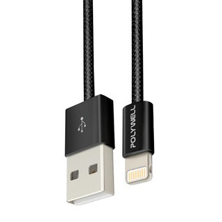 POLYWELL 寶利威爾 USB To Lightning PD編織快充線 3A PW15-W45-M913, 1m, 黑色, 1條