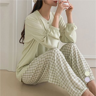 afinar 女性全彈力長袖睡衣套裝