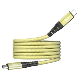 HODA 好貼 W3 USB-C to USB-C 磁吸收納編織快充線, 2m, 黃色, 1條