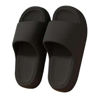 EVA踩屎感超厚休閒拖鞋, 典雅黑, 36~37