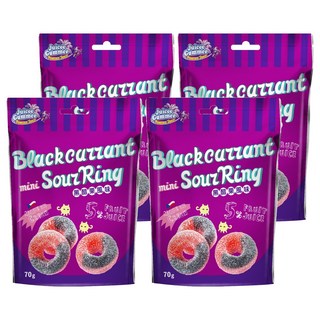 Juicee Gummee QQ軟糖 黑醋栗圈造型 酸甜黑醋栗風味 5%果汁, 70g, 4包