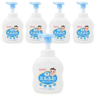 WAKODO 和光堂 潤澤嬰幼兒洗髮泡, 低刺激, 弱酸性, 無香料, 無著色, 泡沫型, 450ml, 5瓶