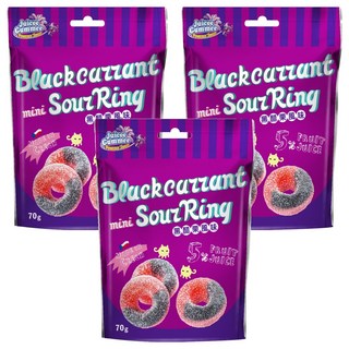 Juicee Gummee QQ軟糖 黑醋栗圈造型 酸甜黑醋栗風味 5%果汁, 70g, 3包