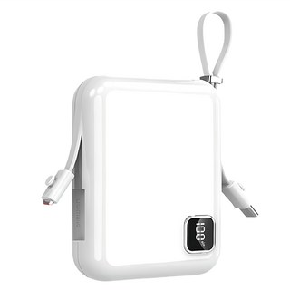 HONG JIN 宏晉 自帶線行動電源 10000mAh USB-C/Lightning, HJ-MINI SP, 白色