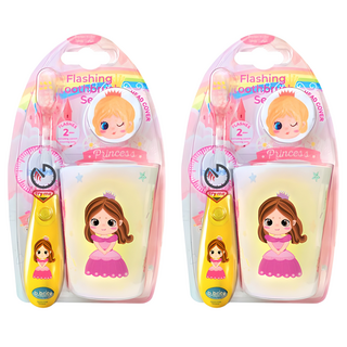 Vibright 兒童角色 LED 定時器牙刷杯架套組 黃色公主, 2組