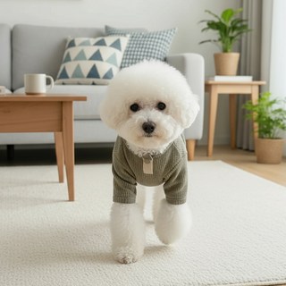 petit dog 狗狗托里紐扣T恤, 綠色, 1個