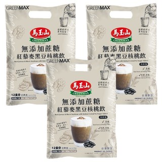馬玉山 無添加蔗糖 紅藜麥黑豆核桃飲, 高纖, 含鈣, 含鐵, 冷熱皆宜, 奶素, 30g, 12包, 3袋