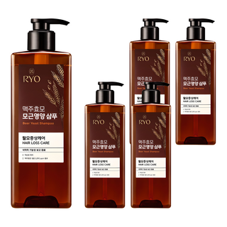 RYO 呂 啤酒酵母髮根滋養洗髮精 花香, 600ml, 5瓶