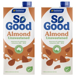 So Good 無糖杏仁奶 高鈣低脂 素食者適用 無乳糖無麩質, 1L, 2瓶