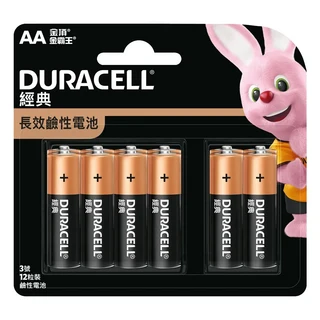 DURACELL 金頂 台灣公司貨 經典鹼性AAA電池 4號, 12入, 1組