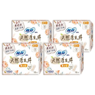 SOFY 蘇菲 天然原生棉 衛生棉, 量少型 17.5cm, 18片, 4包