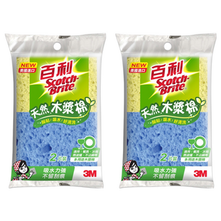 3M Scotch-Brite 百利 多用途天然木漿棉 黃 + 藍, 2片, 2包