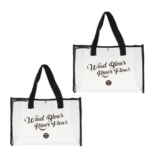 透明單肩手提包 Set 2個 紅色 黑色 黃色 深藍 PVC 聚酯纖維, 47.5 x 35 x 15cm