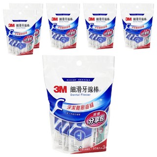 3M 細滑牙線棒分享包 ECO新版 3包, 16mm, 50支, 6袋