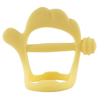 SiliPot 美力沽造型固齒器 100%鉑金矽膠 無毒無雙酚A 適用年齡3~24個月, 固齒器 + 收納盒, 奶油黃, 1入