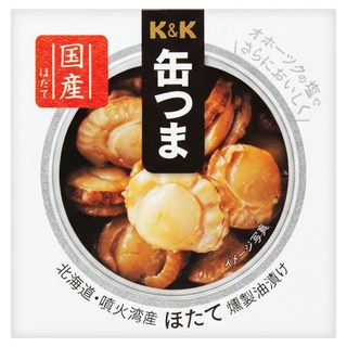 K&K 北海道油浸燻扇貝, 日本國產, 零嘴下酒菜, 55g, 1罐