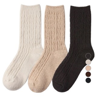 BIARRITZ 女款高含量羊毛針織冬季復古中筒襪3雙