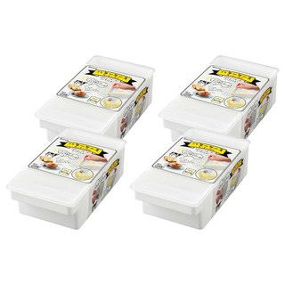 inomata奶油盒 159 x 88 x 49mm 冰箱收納保鮮盒, 4 個容器 + 4 個蓋子, 4個