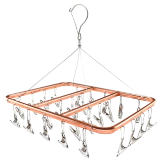 曬衣夾鋁合金方形26夾 玫瑰色，堅固耐用、防風防掉落、360度旋轉, 1入