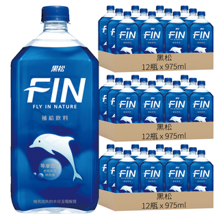 黑松 FIN 補給飲料 975ml x12, 補充水分和電解質, 等滲透壓, 低熱量, 運動後補給, 36瓶