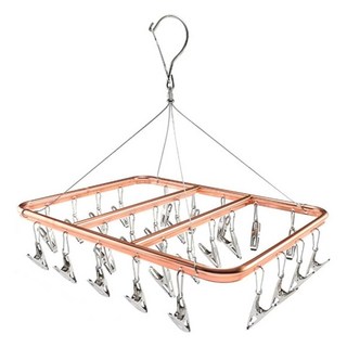 曬衣夾鋁合金方形22夾 玫瑰色,1入,多夾設計,防風穩固,節省空間