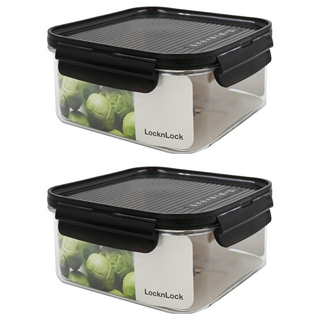 Locknlock 樂扣樂扣 Bisfree Modular 積木晶透保鮮盒 正方形, 1組, 2個容器及相配的蓋子