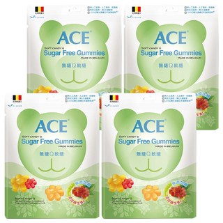 ACE 無糖Q軟糖 比利時進口 無人工色素香料 富含維他命C QQ好咀嚼 無糖0脂肪, 48g, 4包