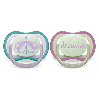 PHILIPS 飛利浦 AVENT 新安怡 Ultra Air 全新發光安撫奶嘴 SCF376/12, 0-6個月, 蝴蝶、夢