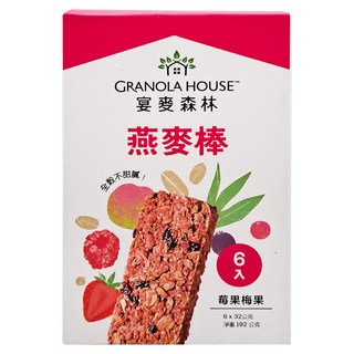 GRANOLA HOUSE 宴麥森林 莓果梅果燕麥棒 6支, 高纖輕卡, 全穀營養, 192g, 1盒