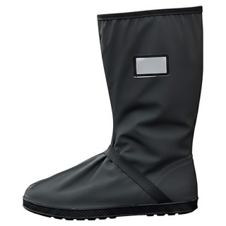 COMET 快穿加厚 防滑鞋底 雙層防護 42cm高, 反光雨鞋套 黑色, 1雙