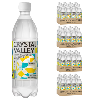 金車 CRYSTAL VALLEY 礦沛 氣泡水 檸檬風味 高碳酸 無糖 無熱量, 585ml, 96瓶