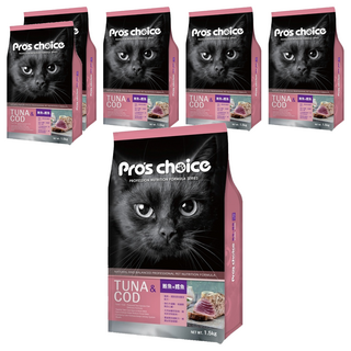 福壽實業 Pro's choice 博士巧思 貓食專業配方 乾飼料, 鮪魚 + 鱈魚口味, 1.5kg, 6袋