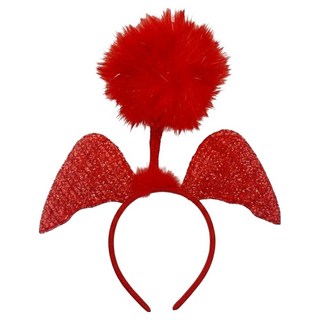 摩達客 COSPLAY派對變裝扮 美好熱情紅天使頭帶戴飾-布/塑膠/羽毛-頭圈直徑10CM, 紅色, 1個