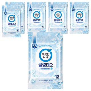 깨끗한나라 페퍼민트 쿨링 데오티슈 10p, 66g, 6개