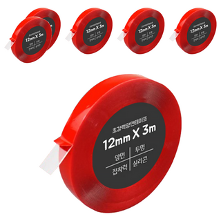 DADA 高黏度無痕防水雙面膠帶 12mm x 3m, 透明, 6捲