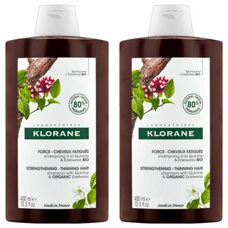 KLORANE 蔻蘿蘭 養髮洗髮精 專為脆弱髮頭設計 富含奎寧和複合維他命B, 400ml, 2瓶