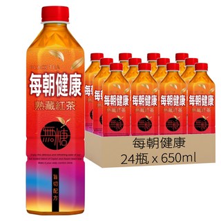 每朝健康 熟藏紅茶 無糖, 650ml, 24瓶