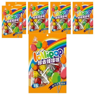 品味食族 嘉禾牌 綜合棒棒糖 綜合水果風味 15支入, 210g, 6袋