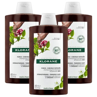 KLORANE 蔻蘿蘭 養髮洗髮精 專為脆弱髮頭設計 富含奎寧和複合維他命B, 400ml, 3瓶